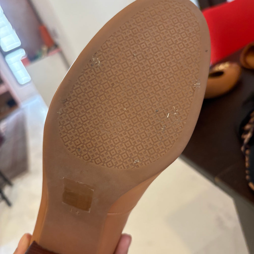 Tory Burch Tan Leather 'Everly' Cap-Toe Pumps | Gently Used |