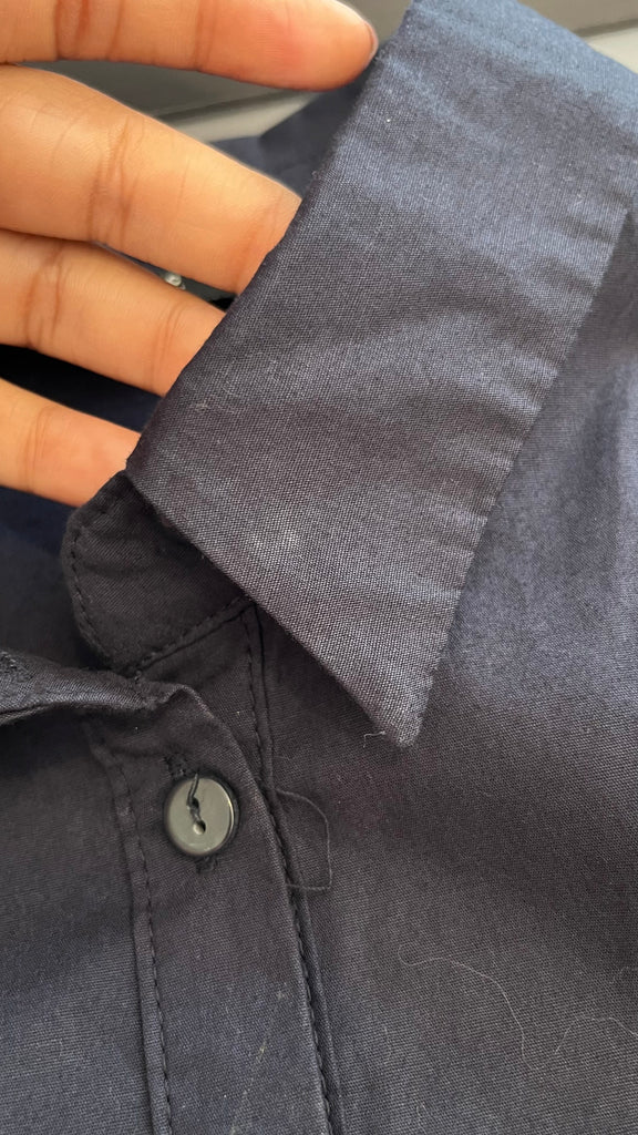 Zara Navy Collared Button Down Top | Gently Used |