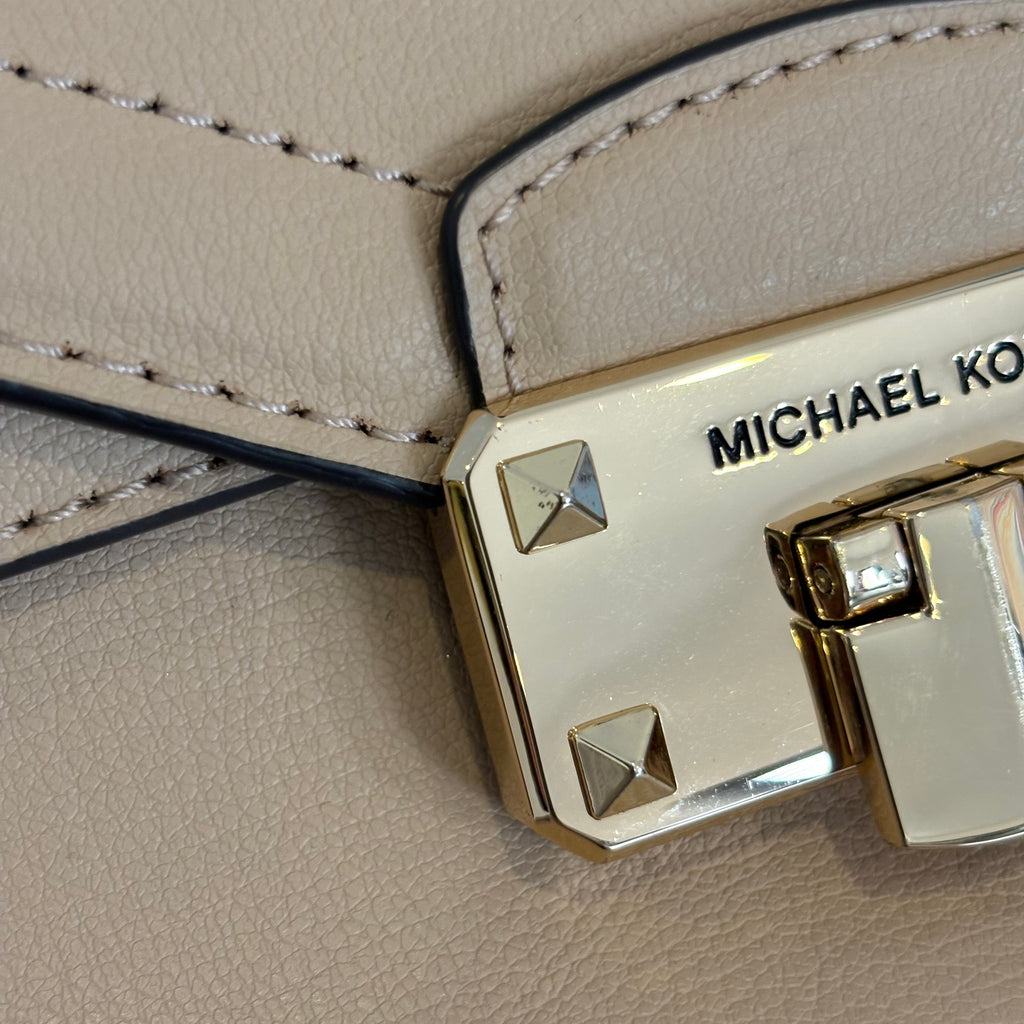 Michael Kors Kinsley Medium Beige Leather Top Handle Bag | Pre Loved |