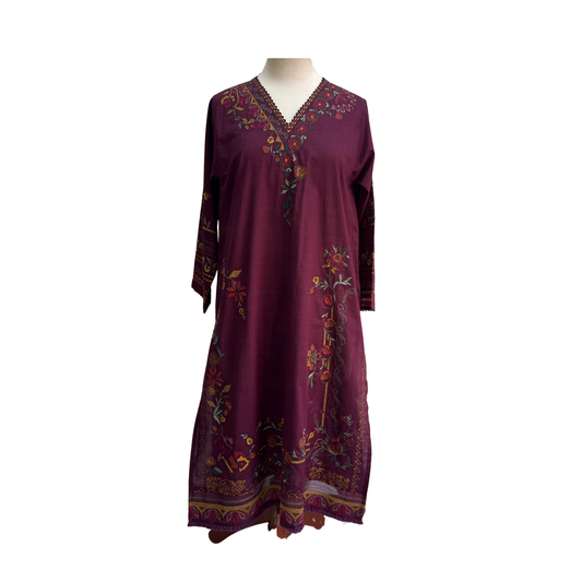 Mishkaa Purple & Mustard Embroidered Outfit (3 Pieces) | Gently Used |