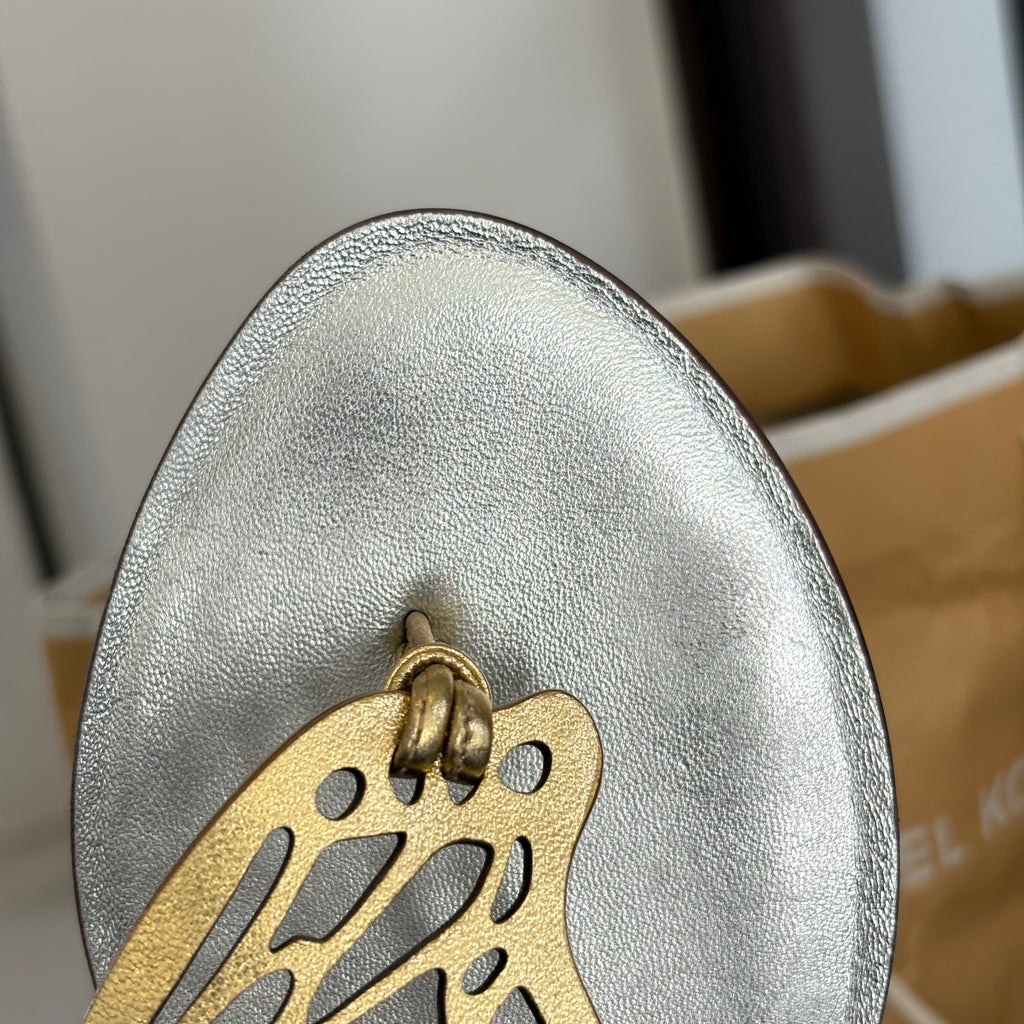 Sophia Webster Gold Leather 'Talulah' Butterfly Flats | Pre Loved |