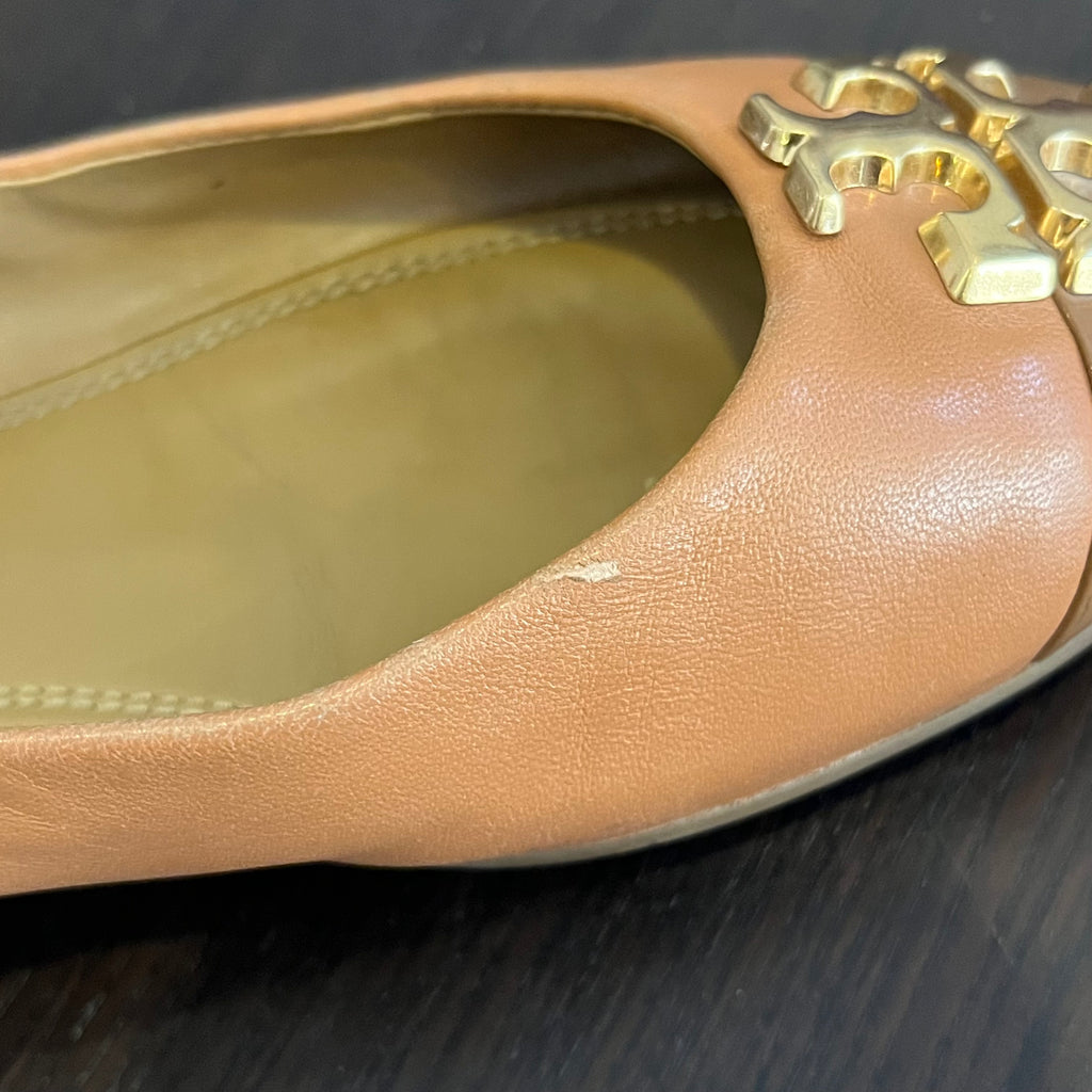Tory Burch Two-toned Tan Leather Everly Ballet Flats | Pre Loved |