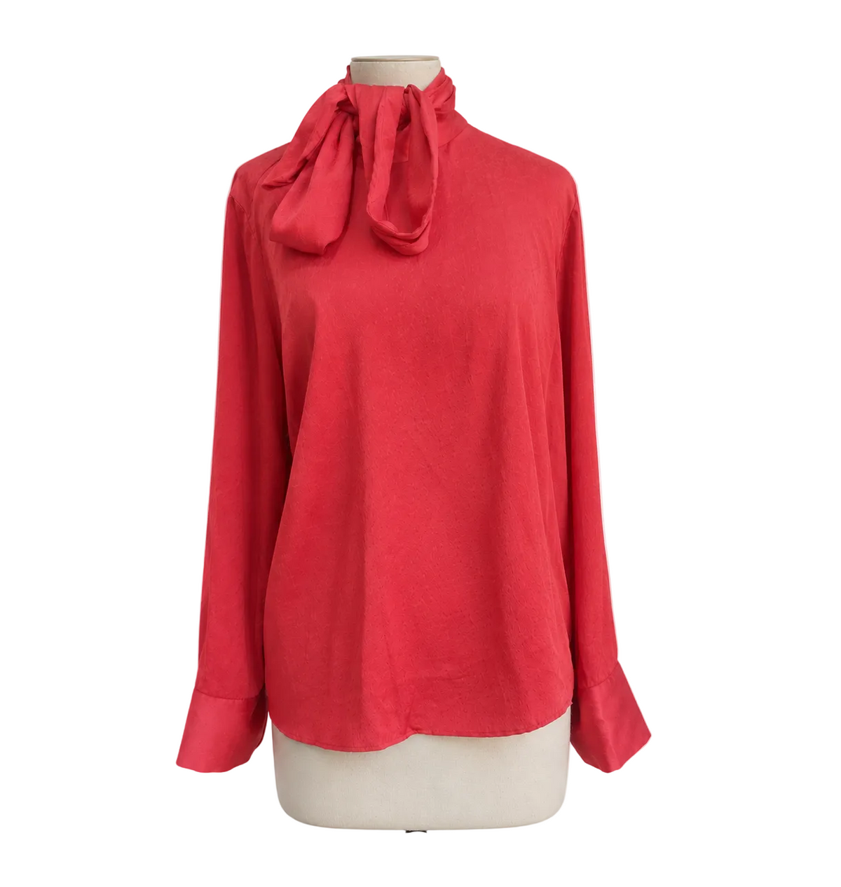 H&M Red Satin Tie Neck Top | Gently Used |