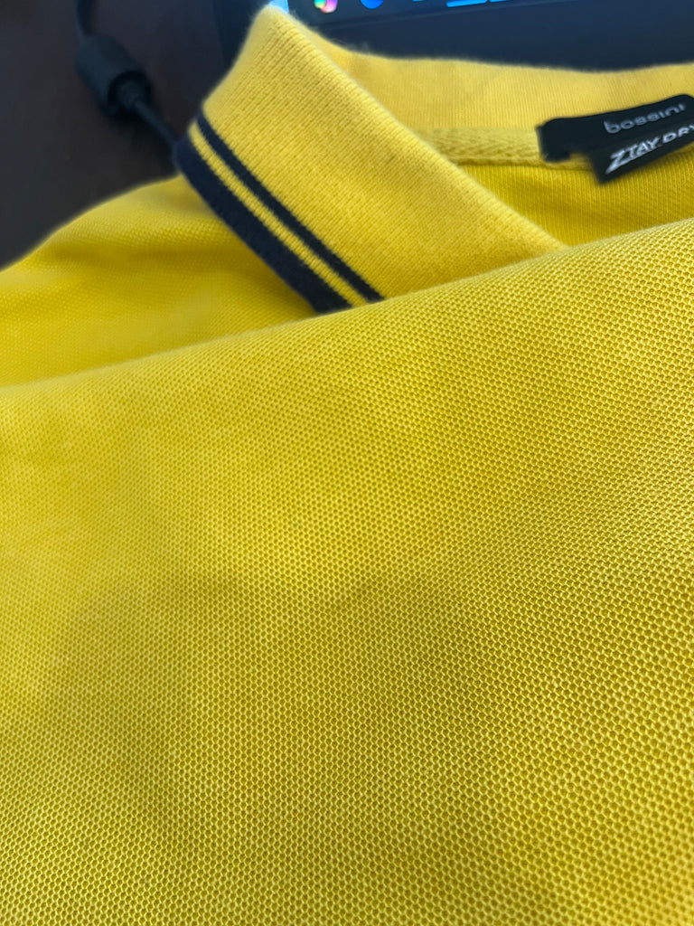 Bossini Men's Yellow Polo Shirt | Pre Loved |