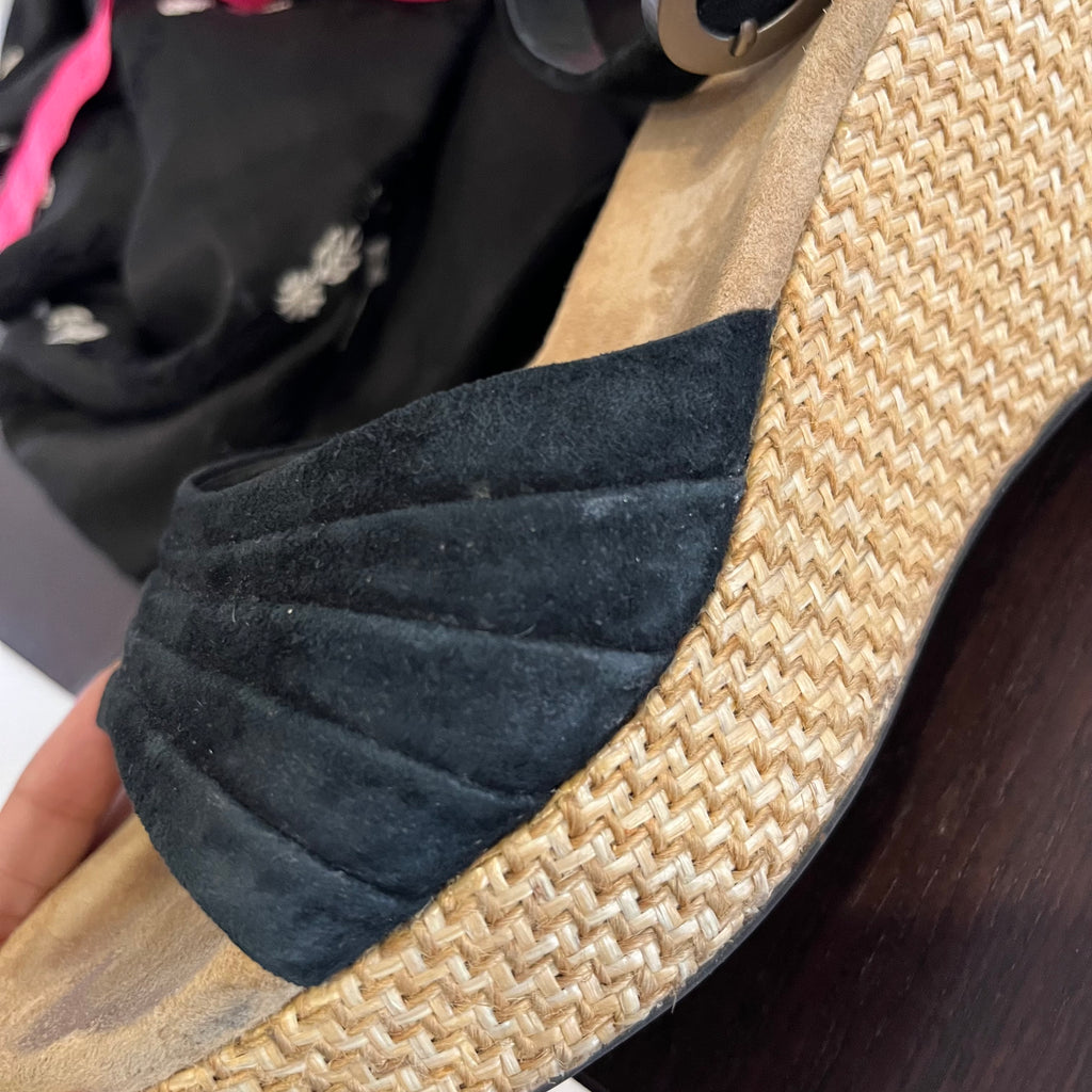 UGG Black Suede & Jute Wedges | Pre Loved |