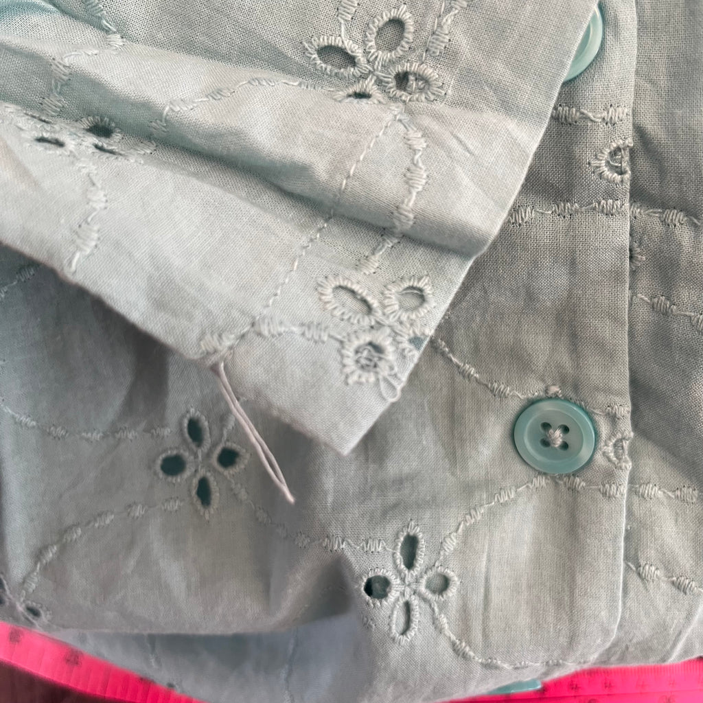 TU Aqua Blue Cut-Work Button Down Shirt | Gently Used |