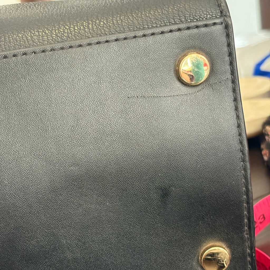 Michael Kors Black Avril Large Pebbled Leather Top-Zip Satchel Bag | Pre Loved |