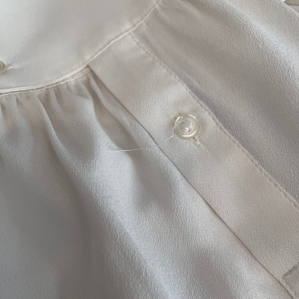 H&M Off-White High-collar Button-down Shirt | Pre Loved |