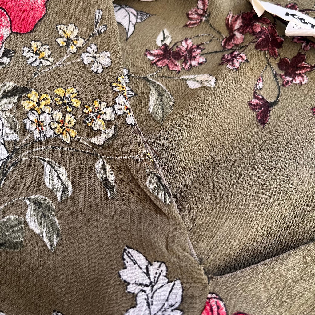 Koton Olive Green Floral Printed Belted Dress | Gently Used |
