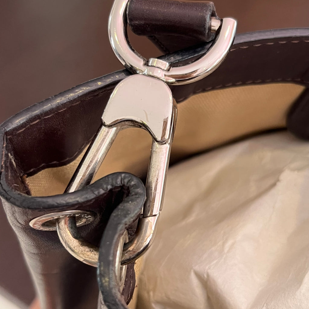 Longchamp Dark Brown Leather Crossbody Bag | Pre Loved |