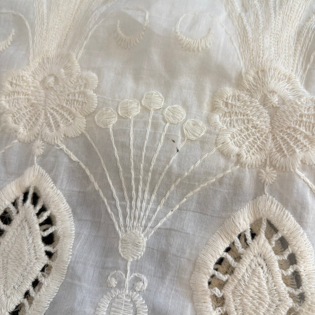 Massimo Dutti Off White Sheer Embroidered Blouse | Brand New |