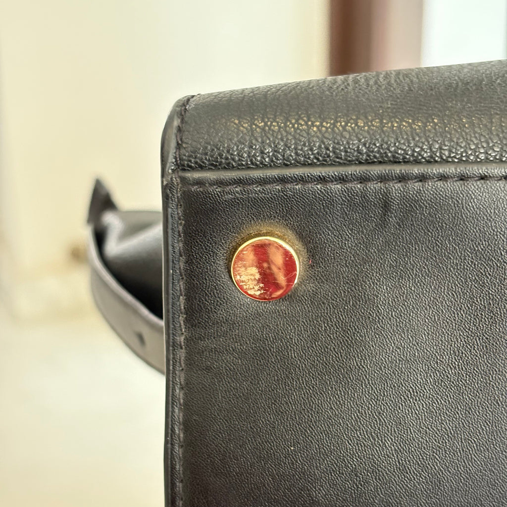 Michael Kors Black Avril Large Pebbled Leather Top-Zip Satchel Bag | Pre Loved |