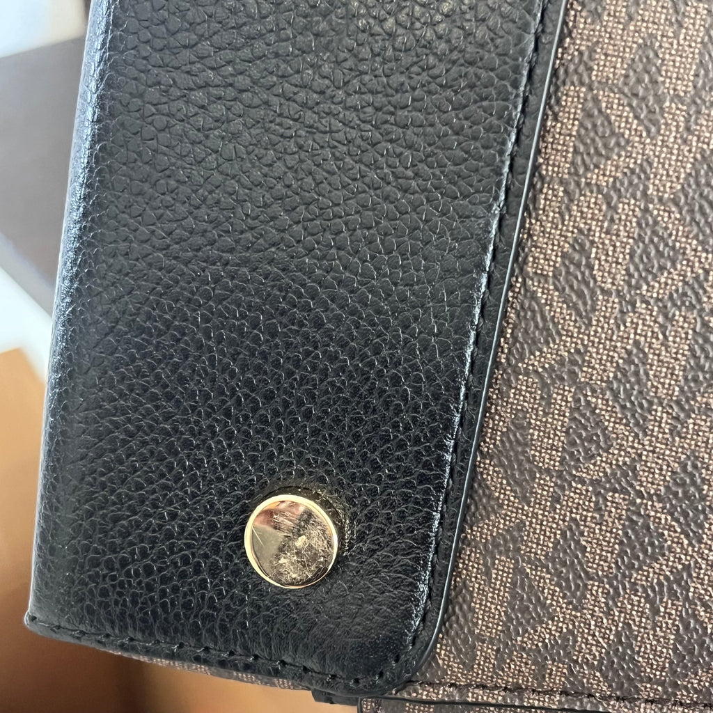 Michael Kors Brown & Black Monogram XL Pocket Tote Bag | Gently Used |