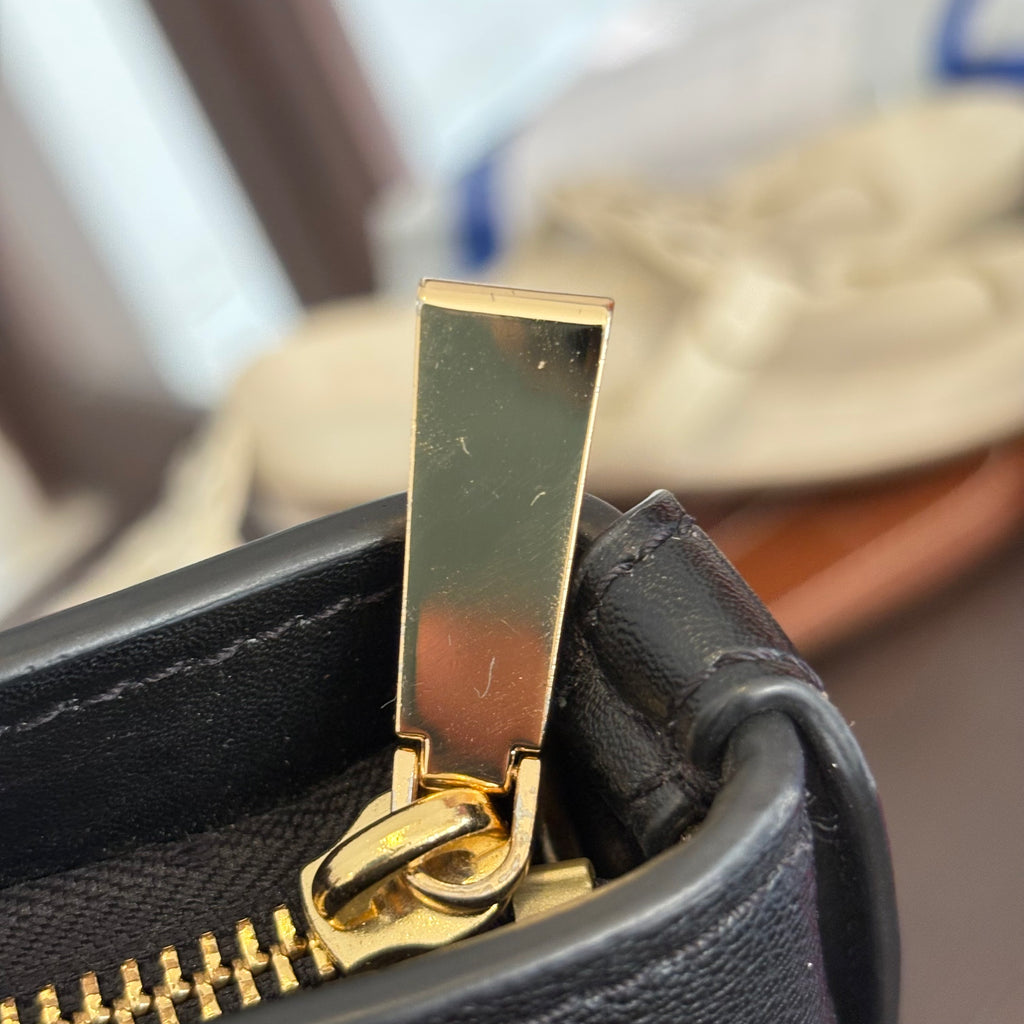 Michael Kors Black Avril Large Pebbled Leather Top-Zip Satchel Bag | Pre Loved |