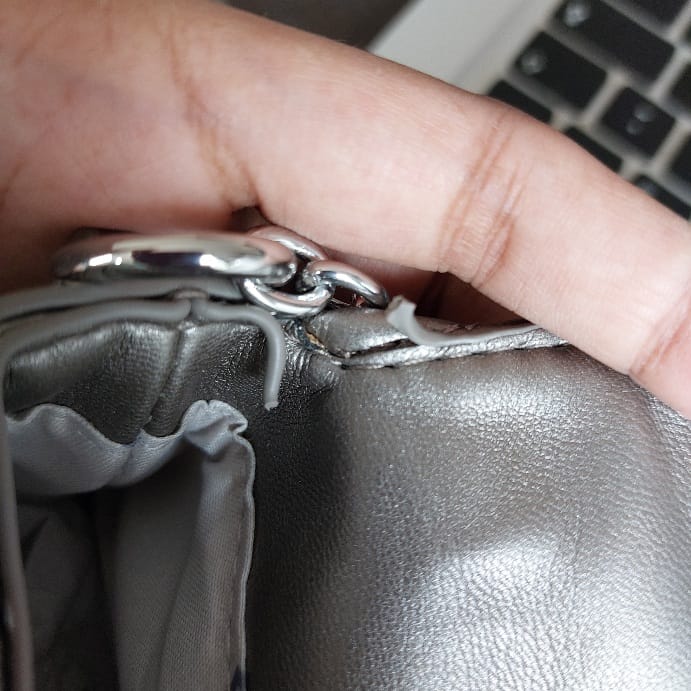 Kate Gray Silver Metallic Quilted Leatherette Crossbody Bag | Brand New |