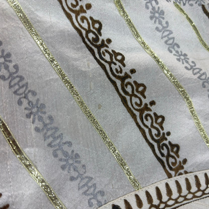 Annus Abrar Ivory Block Print Rawsilk Outfit (2 Piece) | Pre Loved |