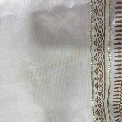 Annus Abrar Ivory Block Print Rawsilk Outfit (2 Piece) | Pre Loved |