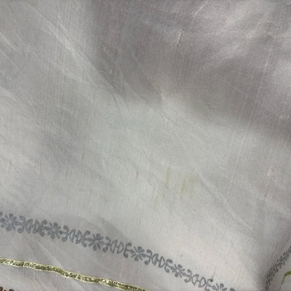 Annus Abrar Ivory Block Print Rawsilk Outfit (2 Piece) | Pre Loved |