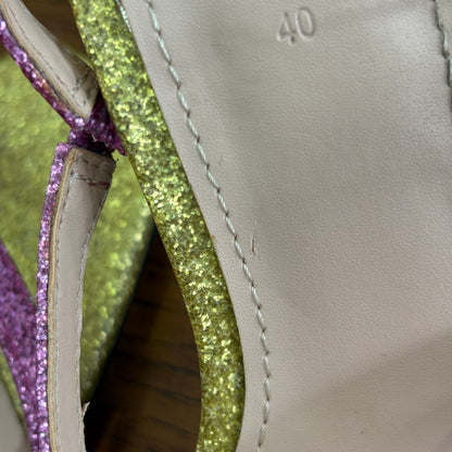 Zara Multicolor Glitter Shiny Multi-Strap Sandals | Pre Loved |