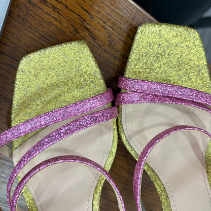 Zara Multicolor Glitter Shiny Multi-Strap Sandals | Pre Loved |