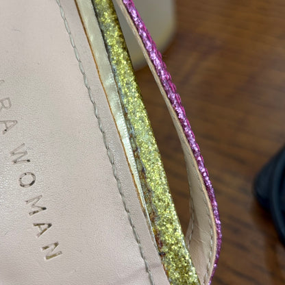 Zara Multicolor Glitter Shiny Multi-Strap Sandals | Pre Loved |