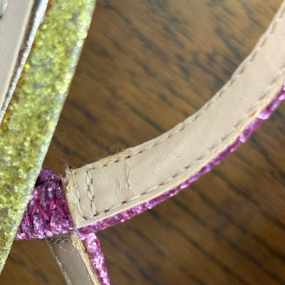 Zara Multicolor Glitter Shiny Multi-Strap Sandals | Pre Loved |
