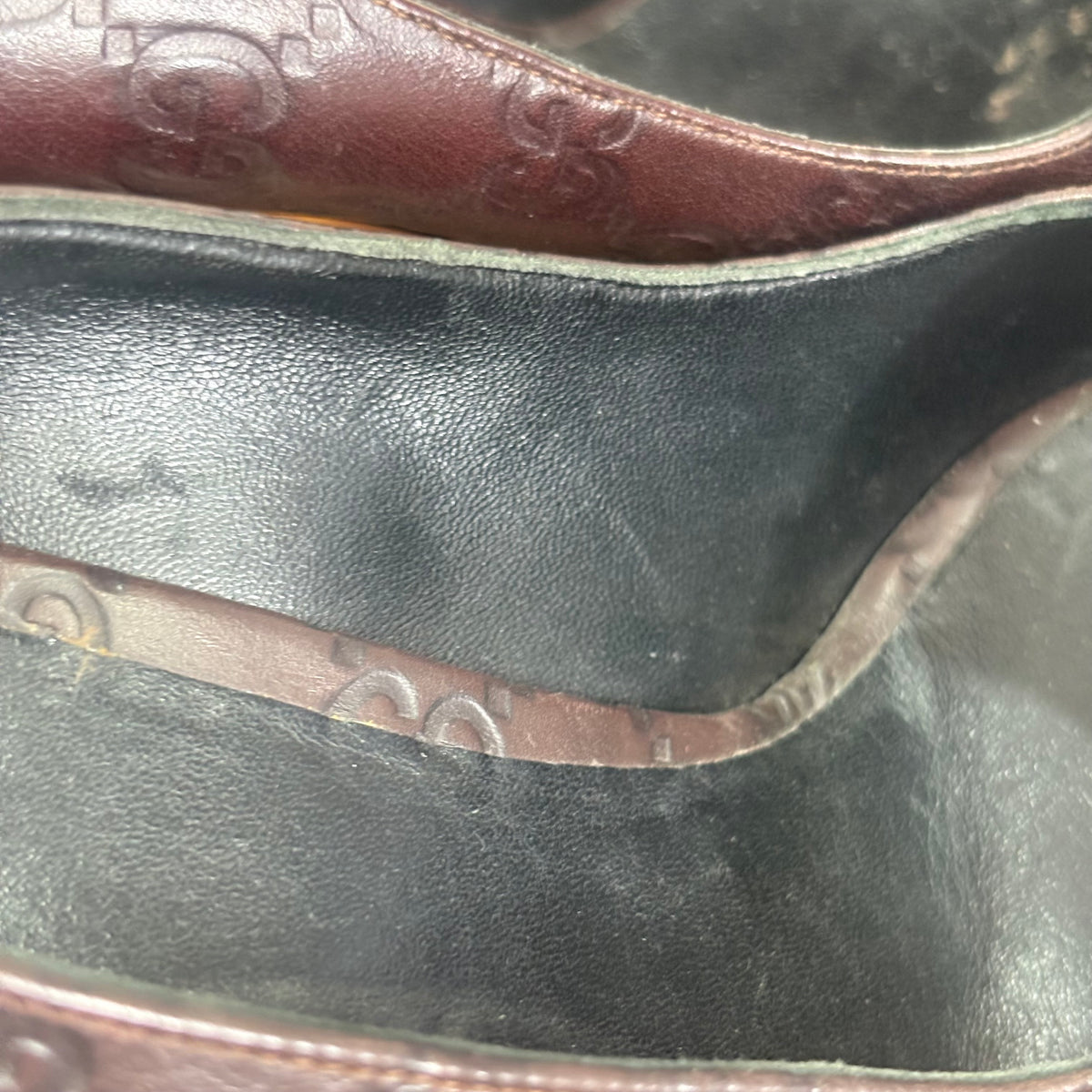 Gucci Brown Guccissima Leather Peep Toe Pumps | Gently Used |