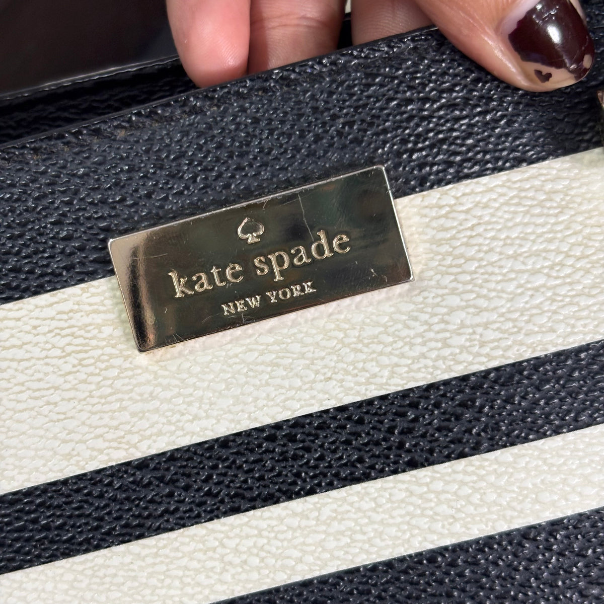 Kate Spade Navy Blue & White Striped Satchel Bag | Pre Loved |