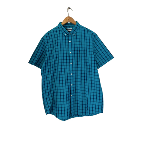 Club Room Men's Blue Checked Short-sleeves Shirt | Brand New |