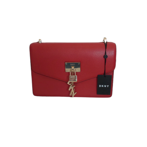 DKNY Red Elissa Large Leather Shoulder Bag | Brand New |