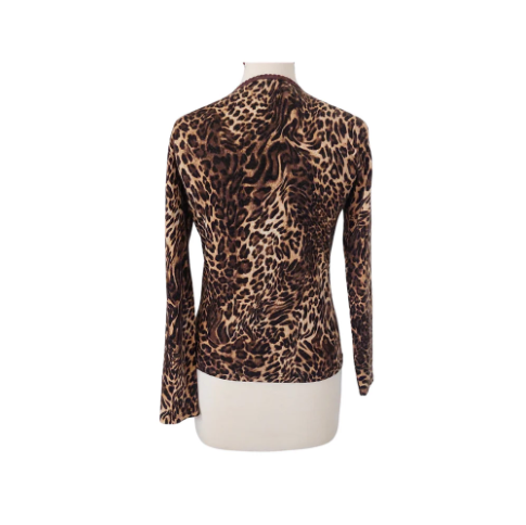 James Lakeland Cheetah Print Ruched Knit Blouse | Pre Loved |