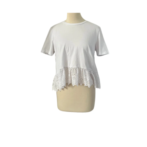 Zara White Lace Crew-neck Top | Gently Used |