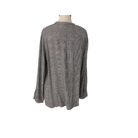 Zara Black Houndstooth Print Flat Collared Shirt | Gently Used |
