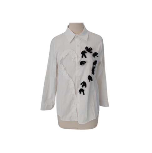 New Look White Collared Heart & Bows Shirt | Like New |