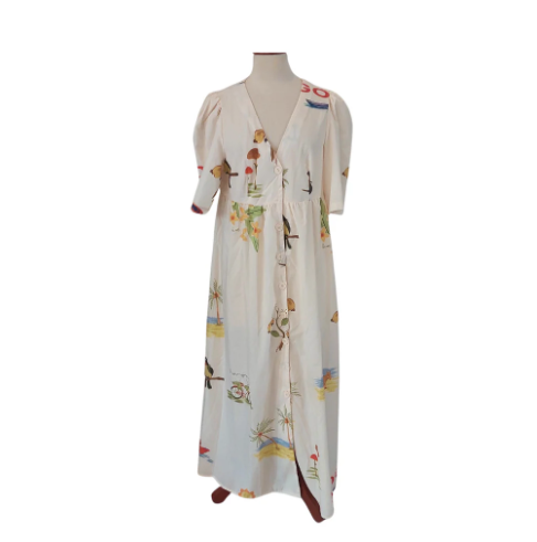 Banana Republic Cream Printed Maxi Dress | Gently Used |