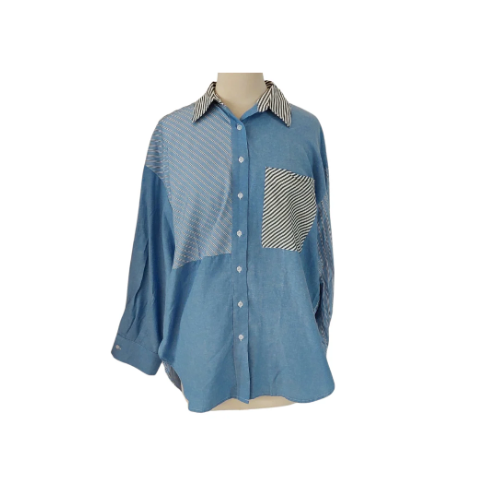 New Look Blue & Black Striped Collared Shirt | Gently Used |