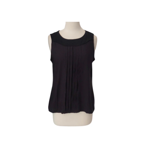 Ann Taylor Black Pleated Sleeveless Blouse | Gently Used |