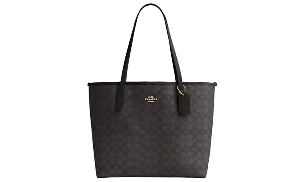 Coach City Tote Bag in Signature canvas - Walnut/Black | Brand New |