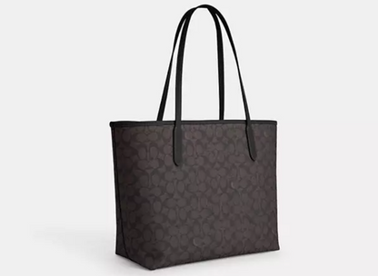 Coach City Tote Bag in Signature canvas - Walnut/Black | Brand New |