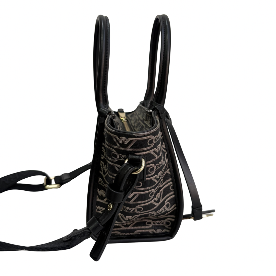Emporio Armani Black Monogram Mini Tote Bag | Gently Used |