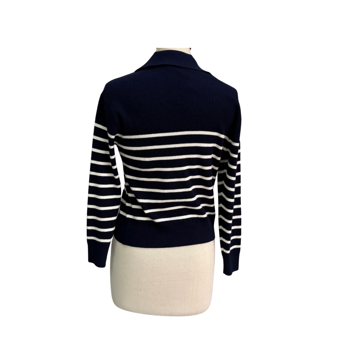 Uniqlo Navy & White Striped Ribbed Sweater | Brand New |
