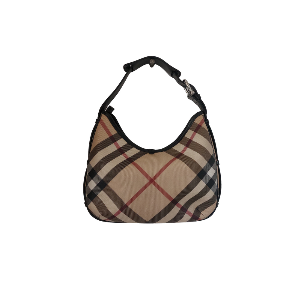 Burberry Beige/Black Nova Check Coated Canvas and Patent Leather Shoulder Bag | Pre Loved |