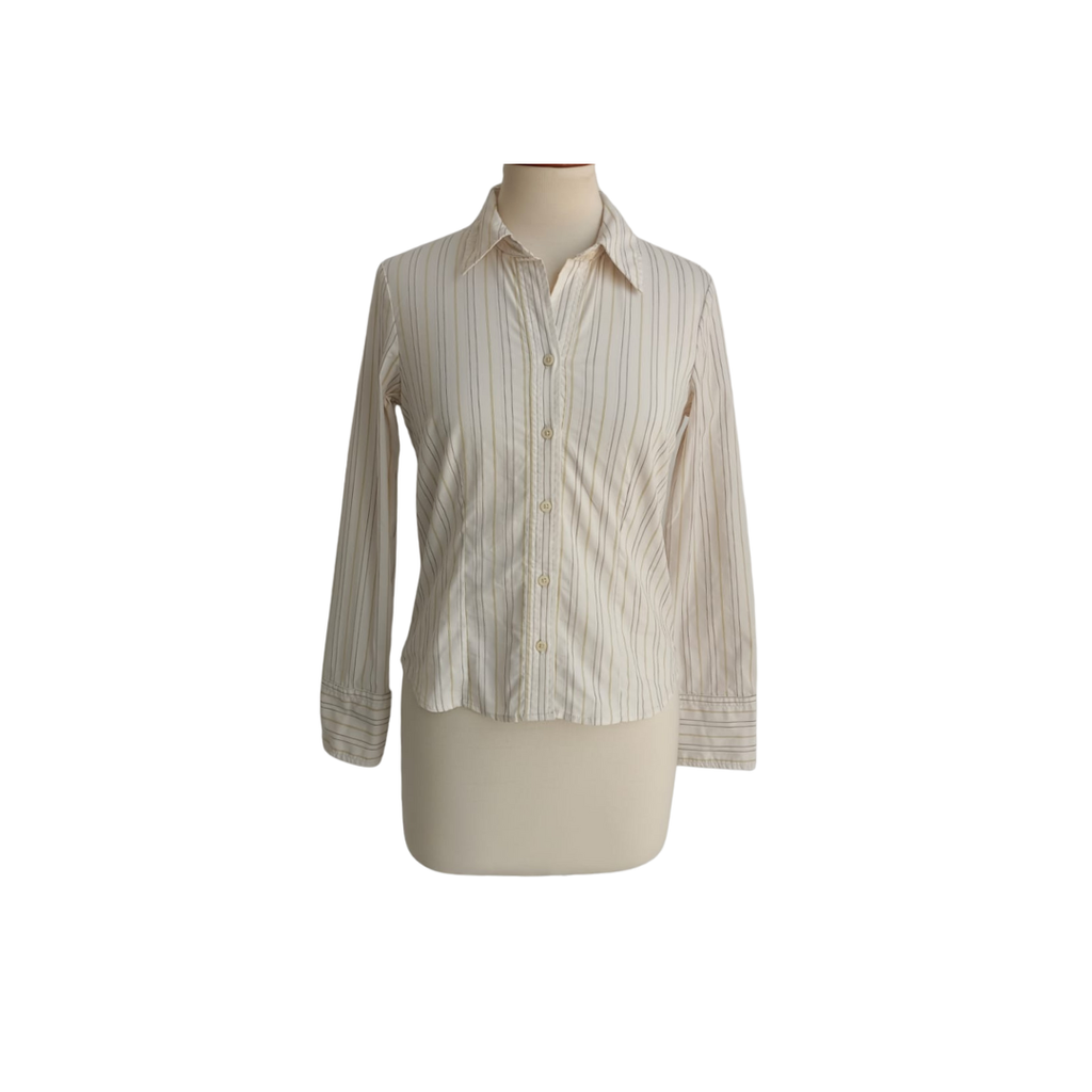 Old Navy Cream Striped Collared Shirt | Pre Loved |