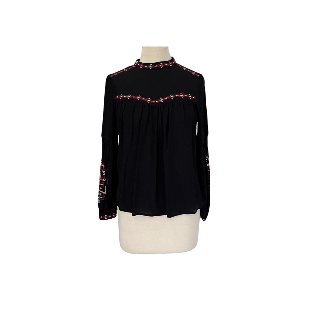 River Island Black & Red Embroidered Top | Pre Loved |