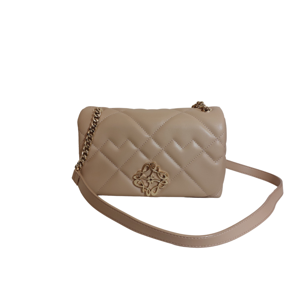 Louis Feraud Beige Quilted Smooth Leather Shoulder Bag | Like New |