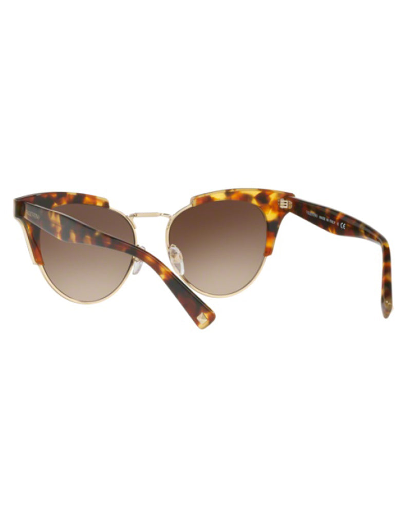 Valentino Dusky Pink/Black Cat Eye Acetate Cube Havana VA4026 Sunglasses | Like New |