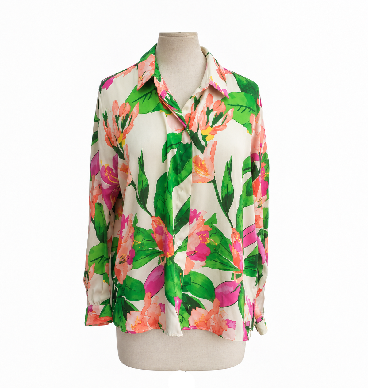 Zara Multicolour Satin Floral Print Button Down Shirt | Pre Loved |