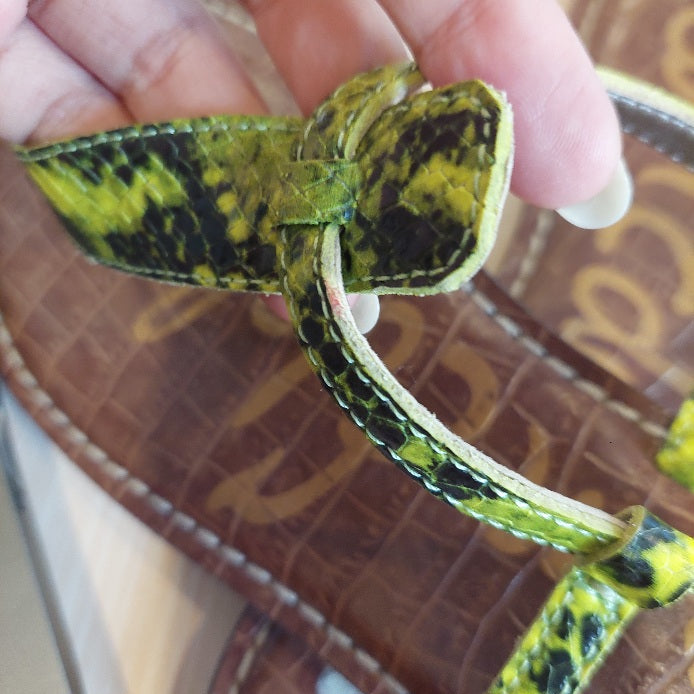 Sam Edelman Green Snakeskin Thong Sandals | Gently Used |