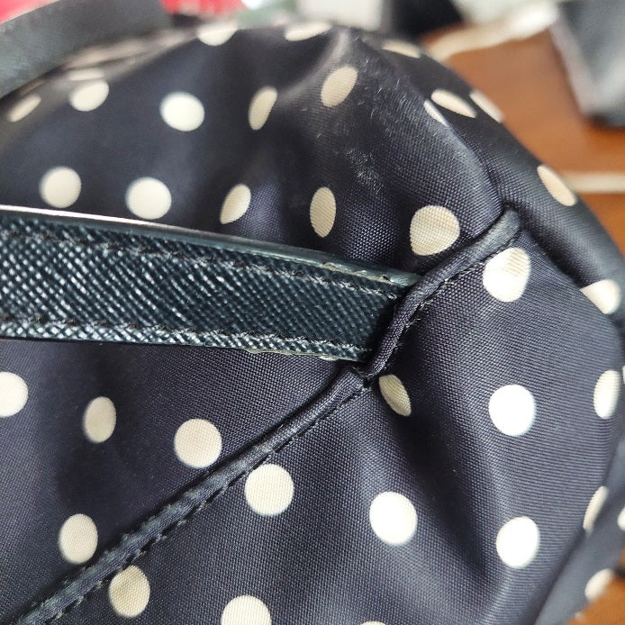 Kate Spade Black Polka Dot Leather Trim Backpack | Pre Loved |