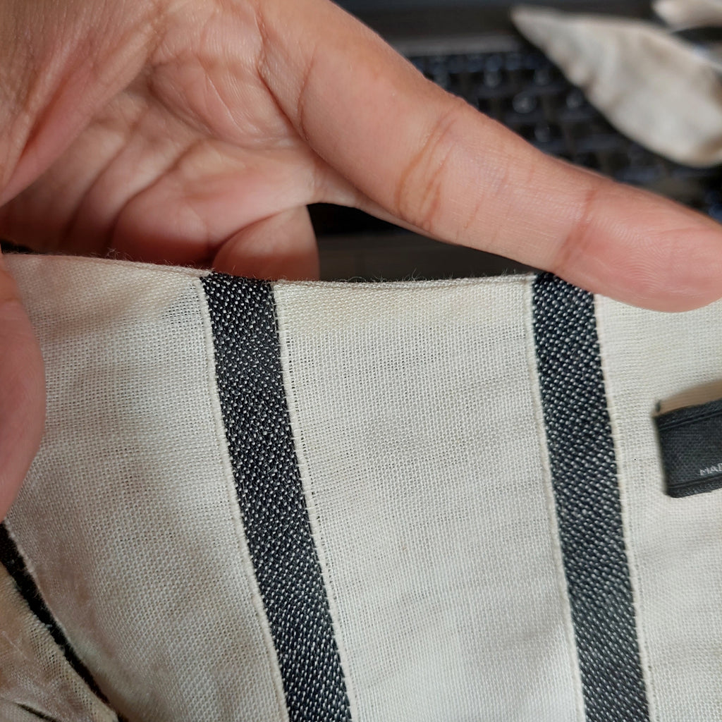 Zara Cream & Black Striped Tie Up Detail Top | Pre Loved |